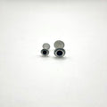Weightless 3D dumbbell eyes in silver finish with high-definition domed pupil, designed for lifelike baitfish fly patterns.