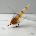 Tan and brown Sawgrass Shrimp fly tied on a Size 2 Tarpon Streamer Hook for mangrove snook and juvenile tarpon fishing.