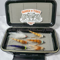 Snook Confidence Pack featuring six hand-tied saltwater flies organized inside a waterproof Salt 8wt fly box by Southern Style Fly Co.
