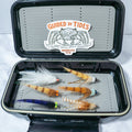 Snook Confidence Pack featuring six hand-tied saltwater flies organized inside a waterproof Salt 8wt fly box by Southern Style Fly Co.