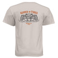 Silk “Guided by Tides” t-shirt back view with large crab graphic and Southern Style Fly branding, summer collection shirt