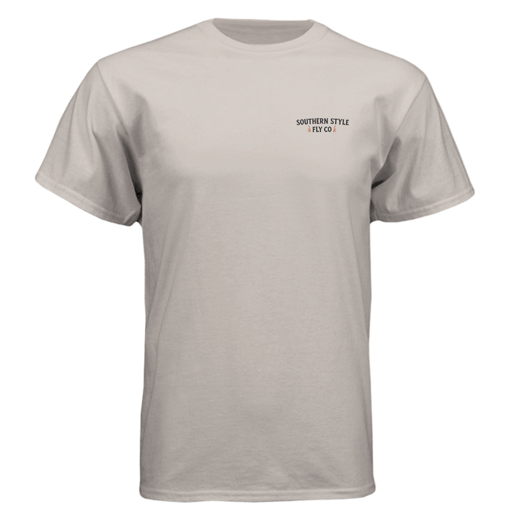 Silk Southern Style Fly t-shirt front view with small chest logo, lightweight summer shirt